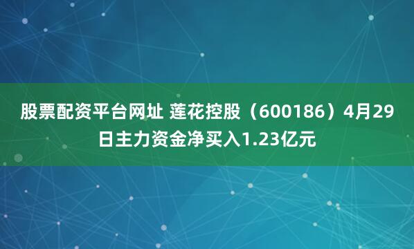 股票配资平台网址 莲花控股（600186）4月29日主力资金净买入1.23亿元