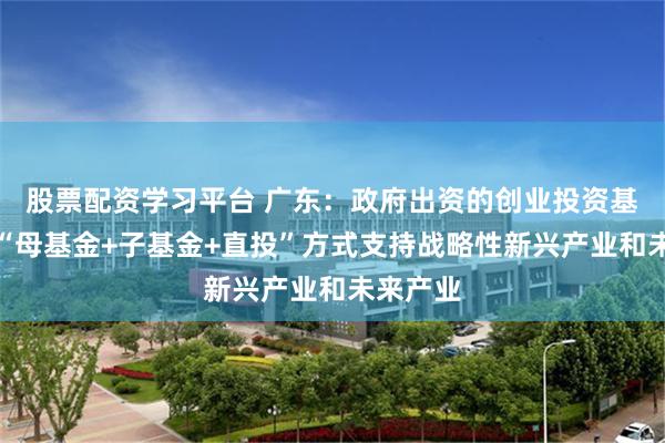 股票配资学习平台 广东：政府出资的创业投资基金通过“母基金+子基金+直投”方式支持战略性新兴产业和未来产业