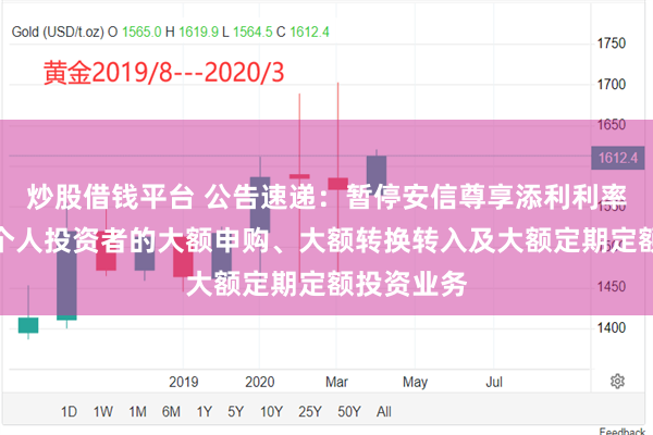 炒股借钱平台 公告速递：暂停安信尊享添利利率债基金非个人投资者的大额申购、大额转换转入及大额定期定额投资业务