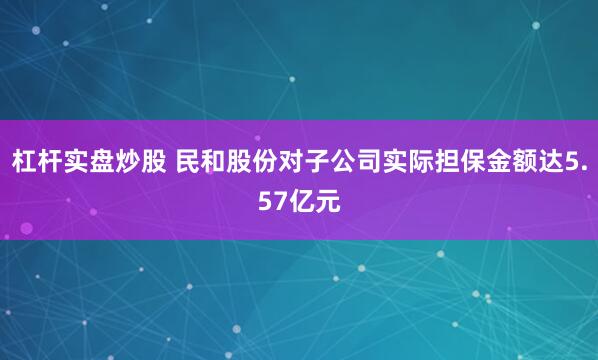 杠杆实盘炒股 民和股份对子公司实际担保金额达5.57亿元