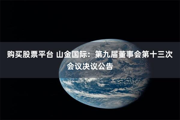 购买股票平台 山金国际：第九届董事会第十三次会议决议公告