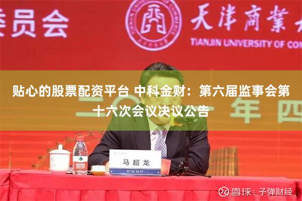 贴心的股票配资平台 中科金财：第六届监事会第十六次会议决议公告