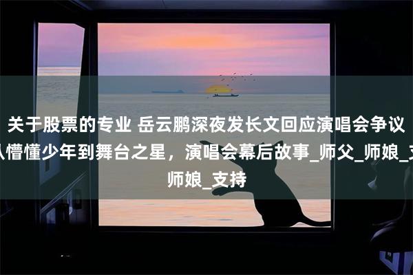 关于股票的专业 岳云鹏深夜发长文回应演唱会争议，从懵懂少年到舞台之星，演唱会幕后故事_师父_师娘_支持